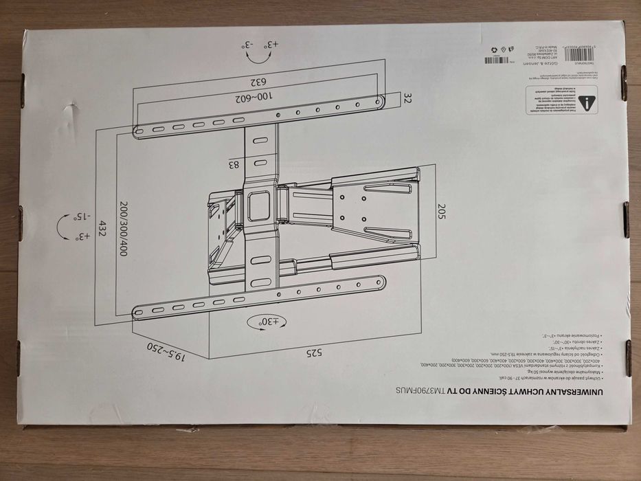 Uchwyt ścienny do TV 37-90''' Ultraslim Geldenline