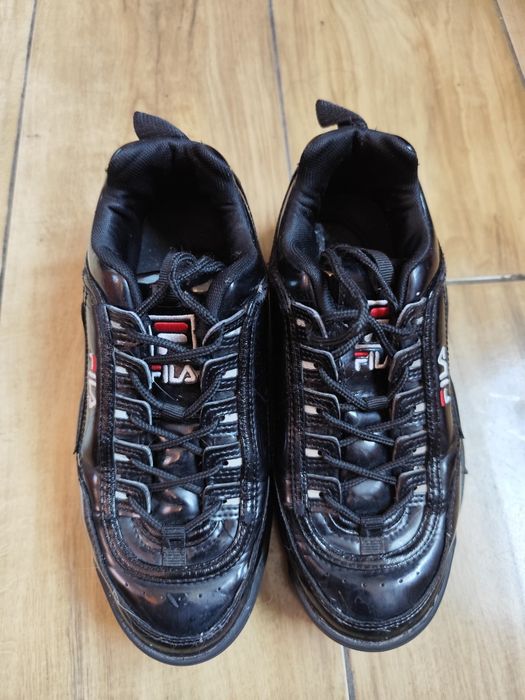 Sneakersy FILA Disruptor oryginalne czarne lakierowane  damskie