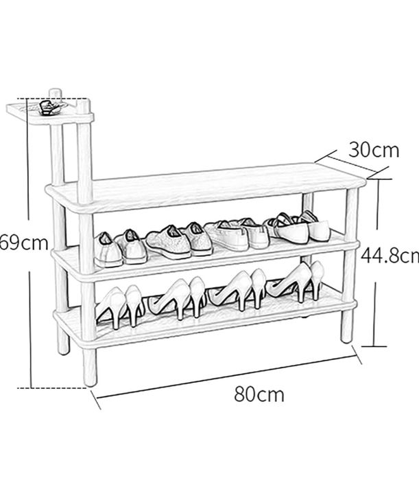 Ławka na buty z litego drewna 3 poziomy
