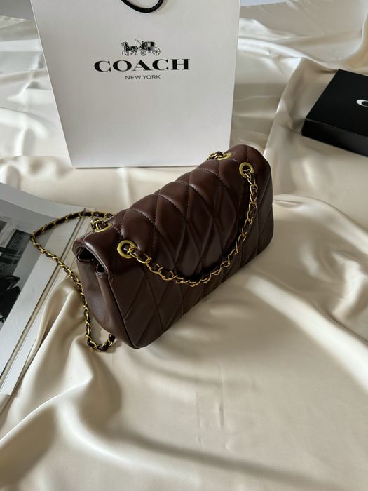 Жіноча сумка Coach tabby на ланцюжку кроссбоди женская сумка коричневая коуч клатч на цепочке