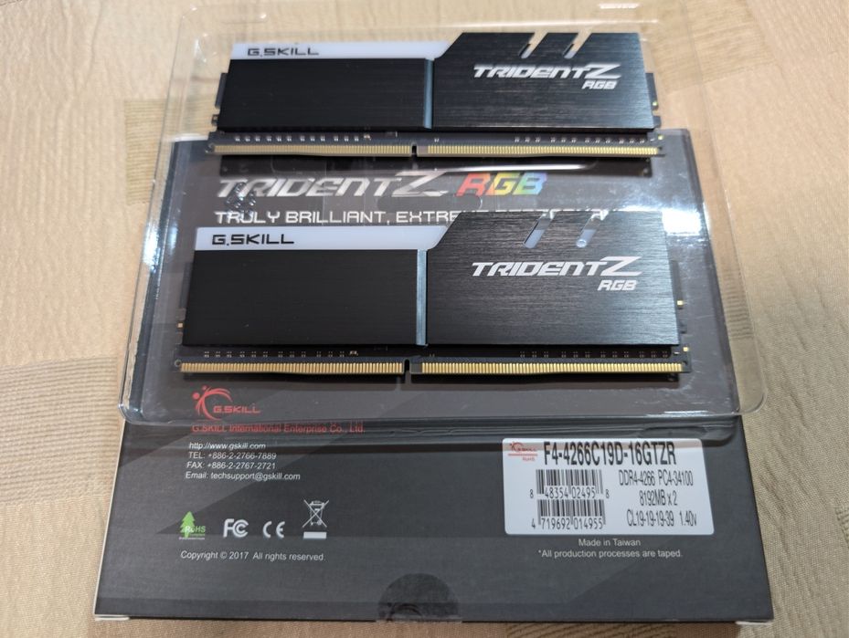 Оперативна пам'ять G.skill Trident Z Rgb DDR4 4266 Mhz 16 Gb 2 x 8 gb Samsung b-die Intel ryzen оперативка kingston