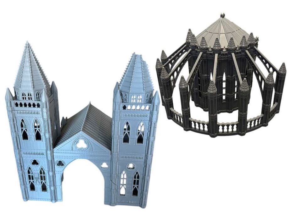 Imperialny Kościół - gotycka ruina (front + tył), grimdark, druk 3D
