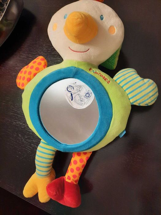 Plush-shaped rearview mirror for monitoring baby during travel