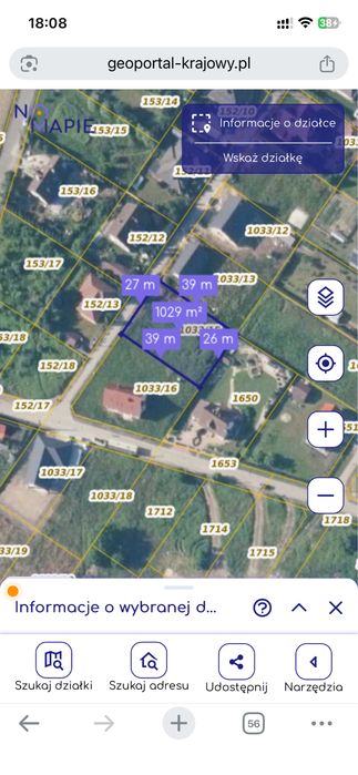 Działka budowlana 1029 m² – Wilków