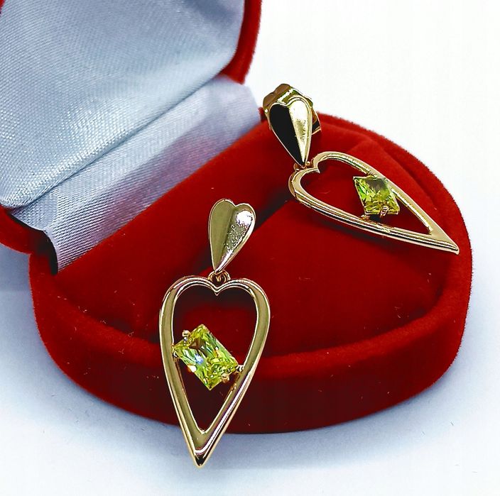 Złote Kolczyki Serce Z Żółtym Ze Stali + Gratis --- K905