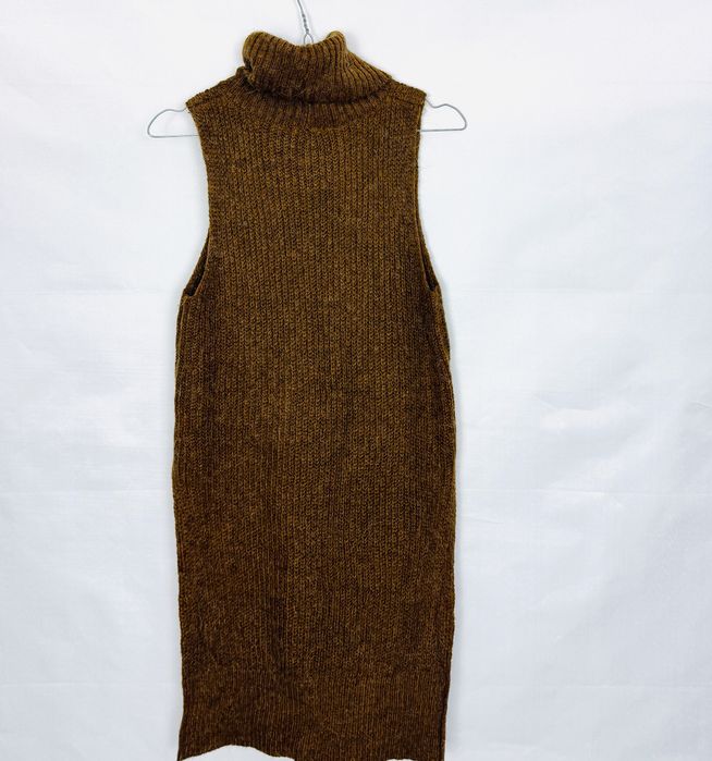 Brązowa tunika sweter bez rękawów S 36