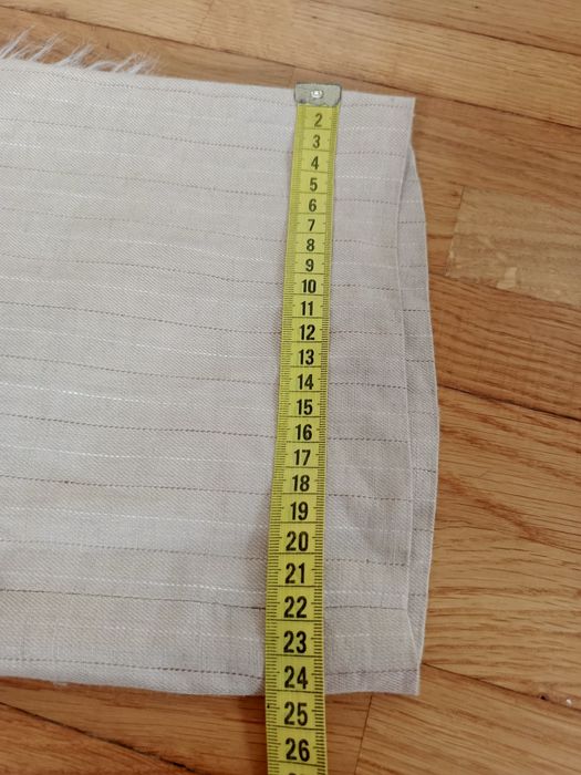 Spodnie lniane, Rafaella, 10/38, beżowe, prążki, 100% len, podszewka