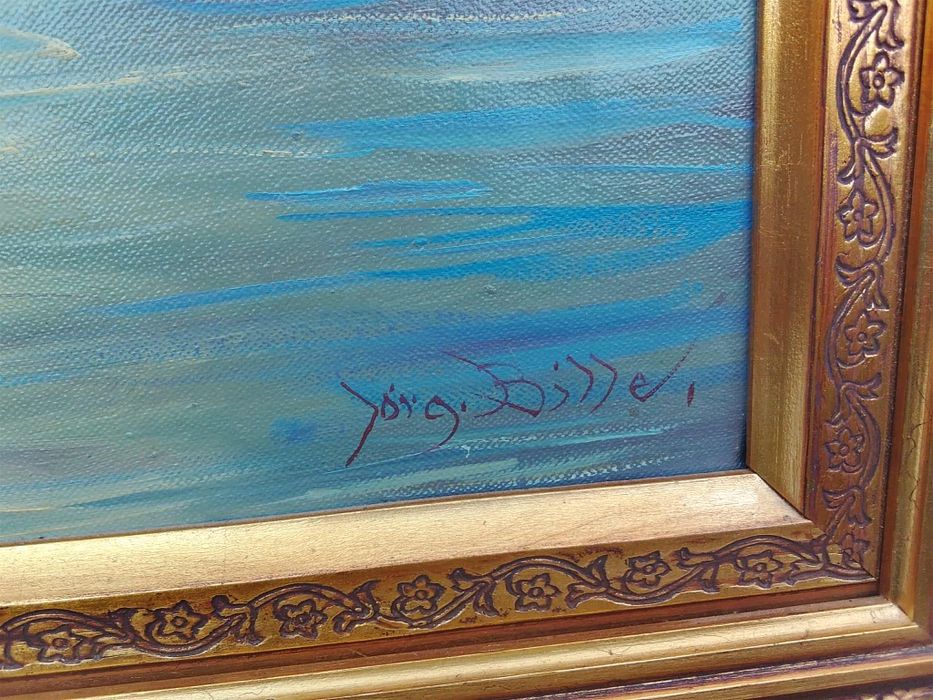 Stary obraz na płótnie Jorgen Bille 1915- 1985 żaglowiec .