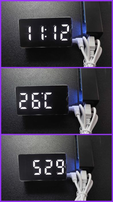 LED USB Alarm Clock with Date and Temperature. NEW64354257752578121