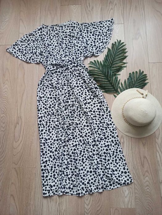 Літня довга біла сукня в принт, р.М