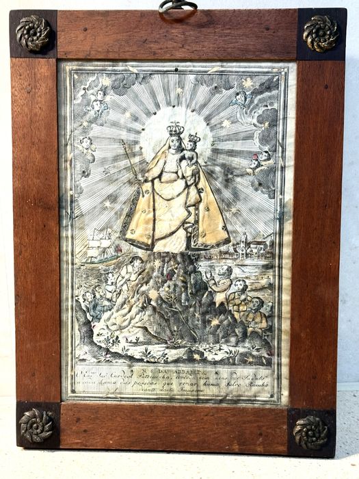 Extraordinário antigo registo “Nossa Senhora da Arrabida” bordado