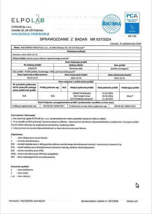 Pellet pelet drzewny iglasty Bioenergy Certyfikat  DOSTAWA W CENIE