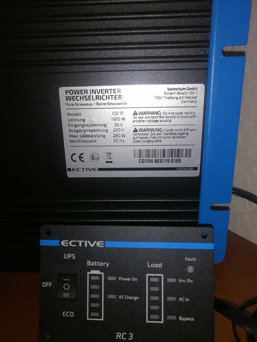 Інвертор ECTIVE CSI 1500W/24v функція ДБЖ для акумуляторів