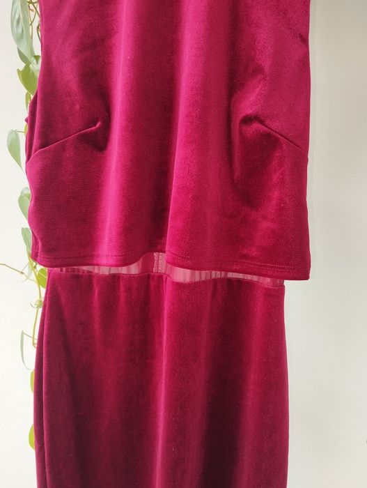 Sukienka koktajlowa, welurowa, czerwona, święta r.XS/S Asos
