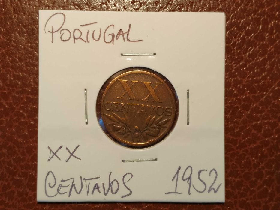 B221 moeda de 20 (XX) centavos de 1952, em bronze - Portugal