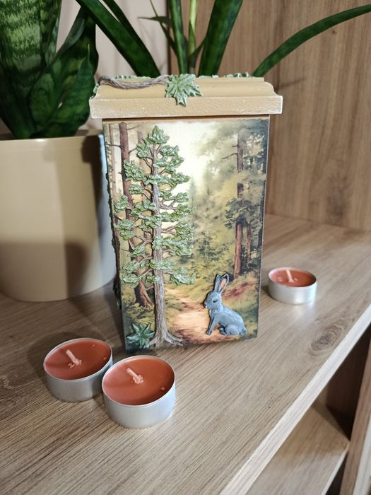 Świecznik na tealight z leśnymi zwierzątkami