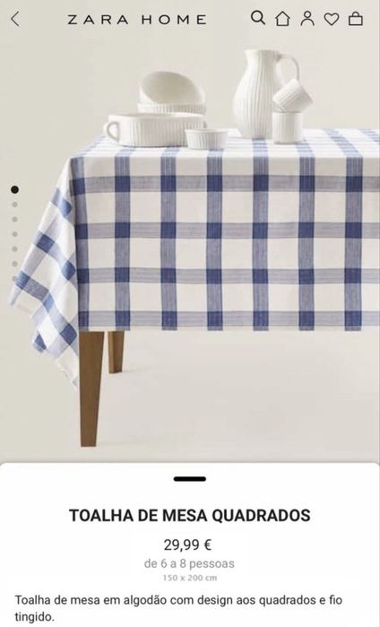 Toalha de Mesa Quadrados Zara Home NOVO