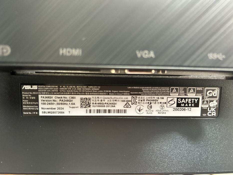 Monitor Asus ProArt como novo PA248QV 24/FHD/75Hz