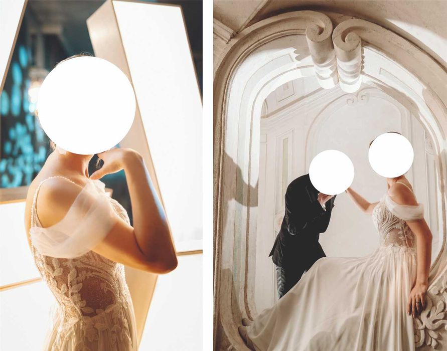 Suknia ślubna Fulara&Żywczyk rozm. 36 Muślin Dekolt V