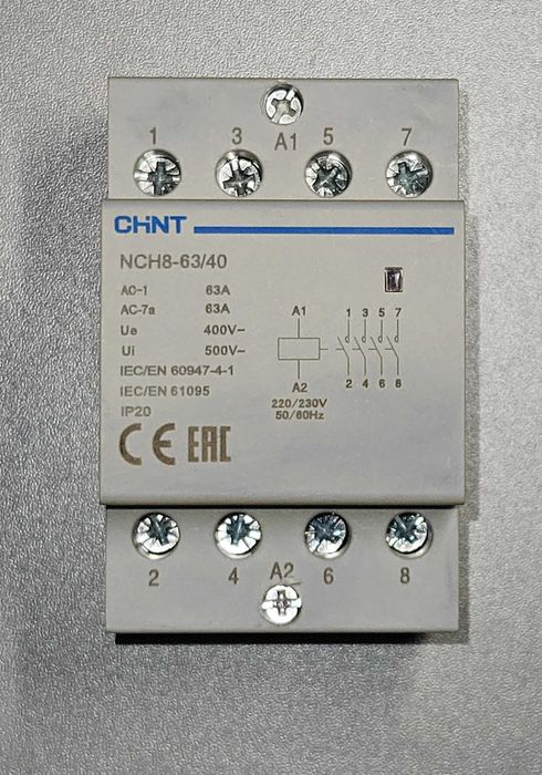 Контактор модульний CHINT NCH8-63/40 220V 40A 40kW 4NO DIN