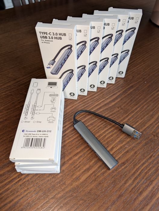 USB hub 3.0 4in1 Dynamode DM-UH-312 metal темно-сірий Wi-Fi Tuya Smart Life