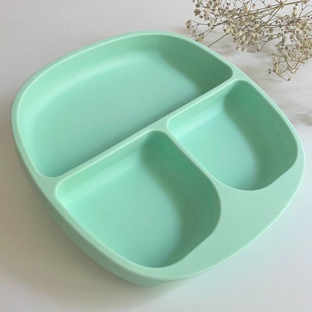Силіконова секційна тарілка на присосці з ложкою