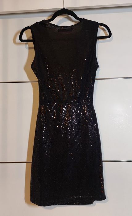 ZARA cudna mini SUKIENKA czarna cekiny sexy S