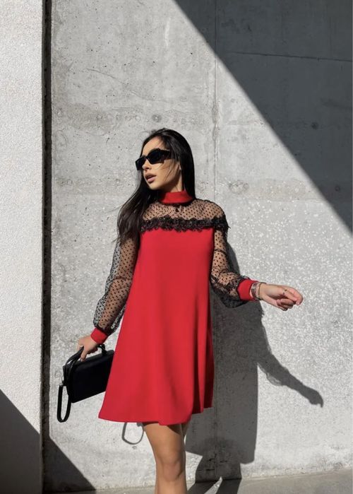 Ошатне жіноче плаття люрекс + сітка і мереживо вільний