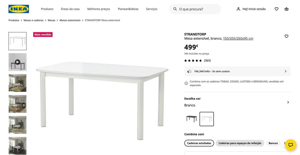 mesa extensível IKEA STRANDTORP em excelente estado