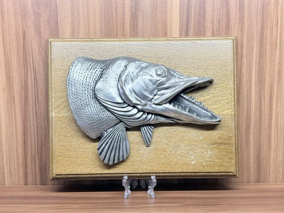 Антикварное панно картина из латуни автор Gg Bommer GDR Германия ОХОТА