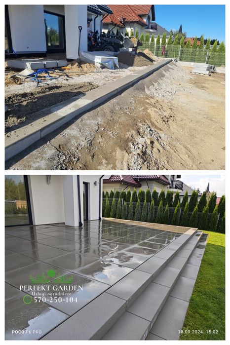 Układanie kostki brukowej tarasy