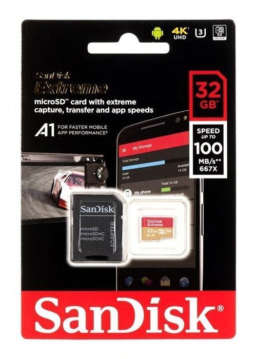 Karta pamięci SanDisk Extreme microSDHC 32GB 100/60 MB/s V30 A1 U3 4K