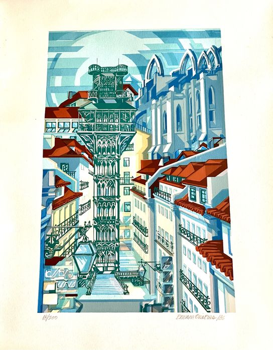 Ernani Oliveira - Serigrafia sobre papel, assinada, datada de 1986.