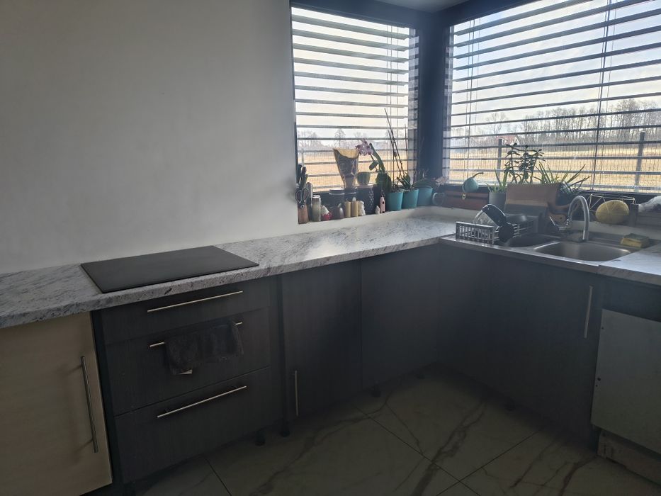 Meble kuchenne, fronty fornir, dużo szafek