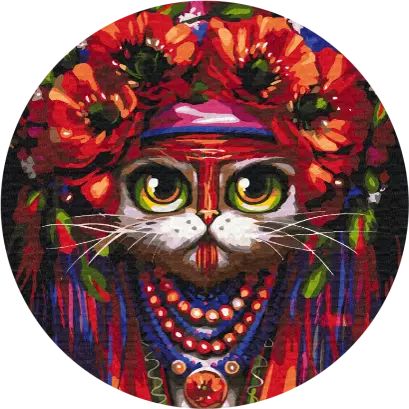 Malowanie Po Numerach Owalne Kot W Wianku. Twoje Hobby. Nowy Produkt