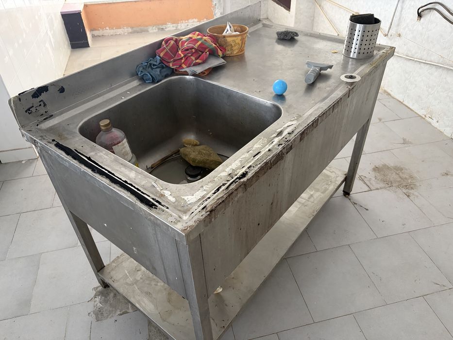 Lavatório cozinha restauração em inox L130xP70xA85