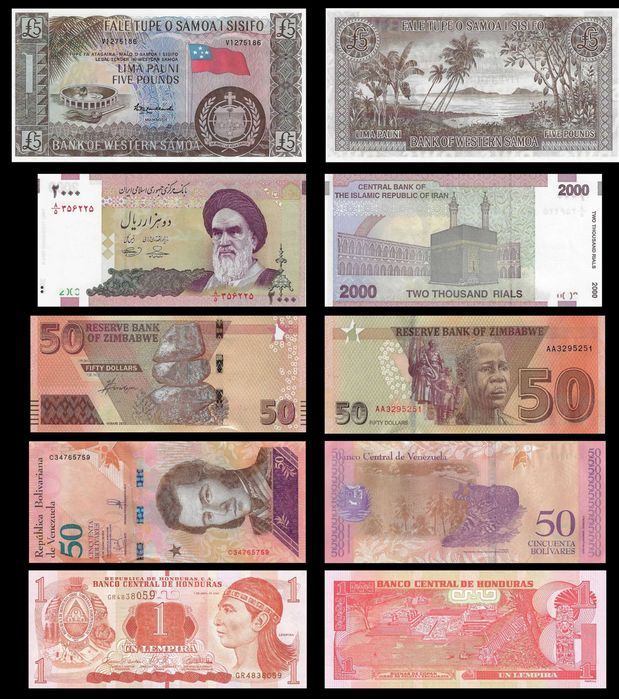Lote de 25 Notas Mundiais Diferentes L9 - Novas UNC 25 Paises diferentes