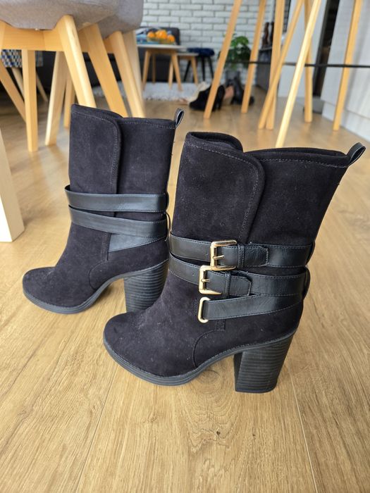 Czarne botki/kozaki rozmiar 37 wysokie