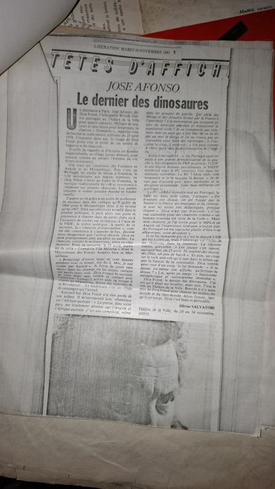 Zeca José Afonso press release francês 1981