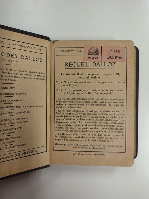 Code Civil (Petit Collection Dalloz), de 1937