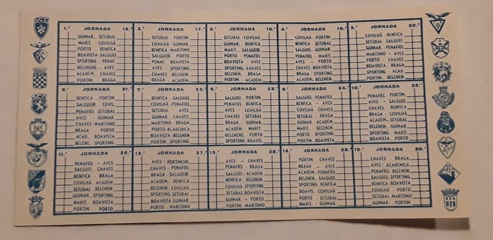 Calendário jogos Campeonato Nac Futebol 1985/1986
