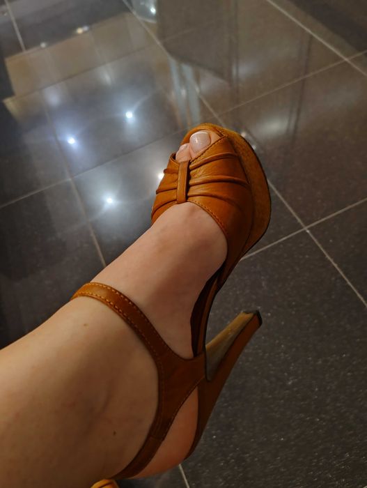 Sandália pele samelli camel