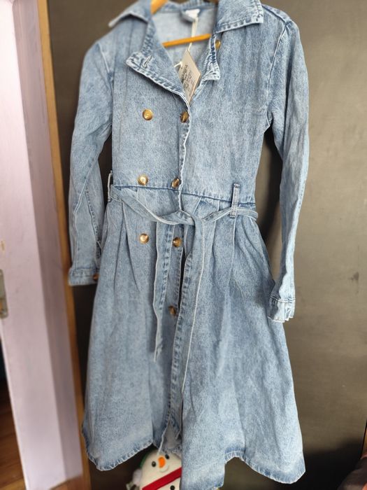 Płaszcz, sukienka jeansowa m,l