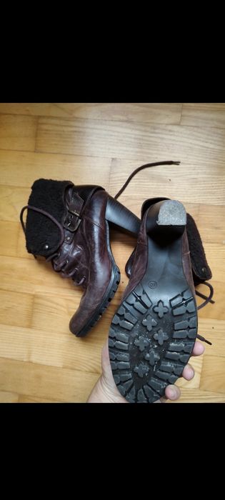 Brązowe skórzane buty zimowe Lasocki r 40