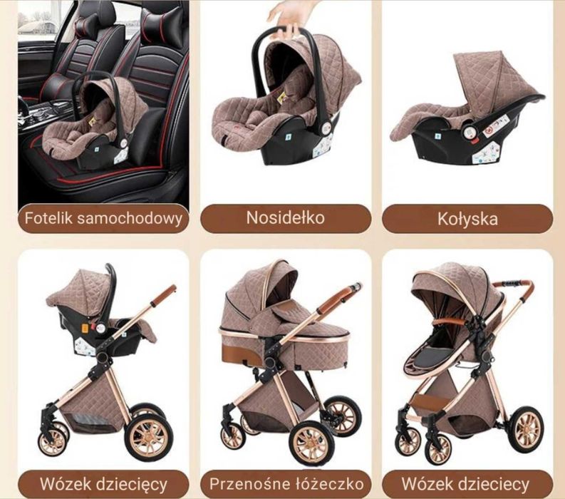 Wielofunkcyjny Wózek 3w1 – Gondola, Spacerówka, Fotelik + Akcesoria!