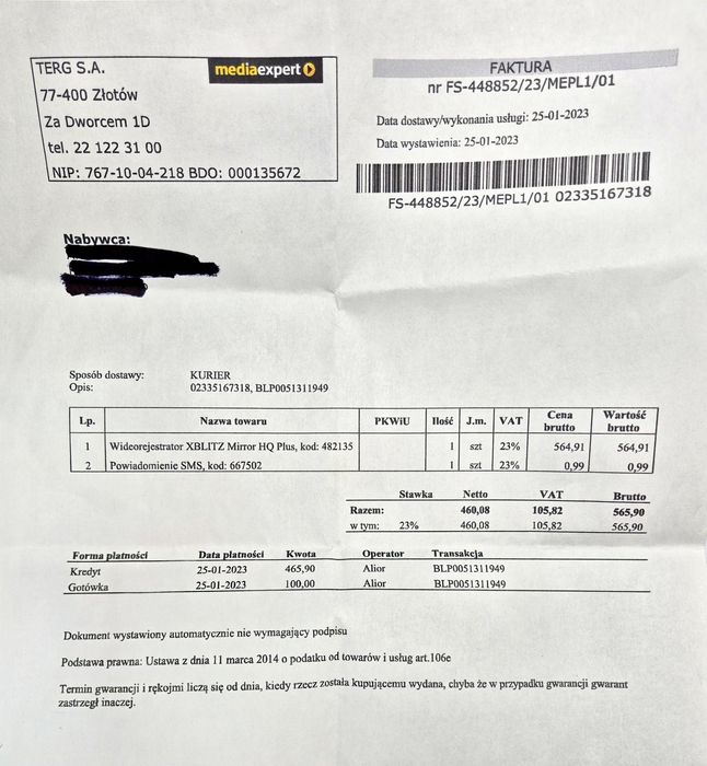 Wideorejestrator XBLITZ Mirror HQ PLUS, Komis Jasło Czackiego