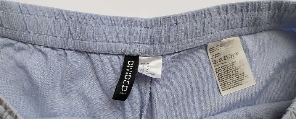 Szorty krótkie spodenki z wiskozy i lnu błękitne 38 H&M