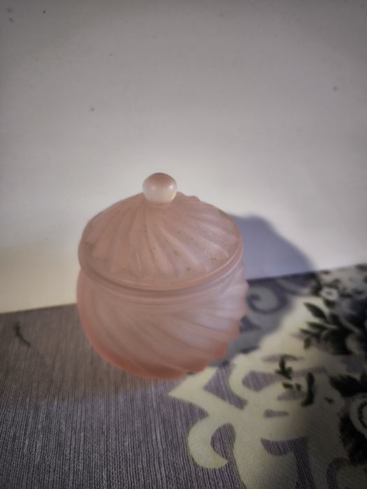 Vintage vidro acetinado rosa fosco 4 peças