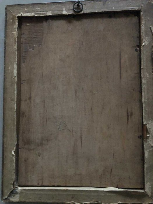 Stary wiekowy obraz. Portret Hucułki. Olej na desce. Oryginalna rama.