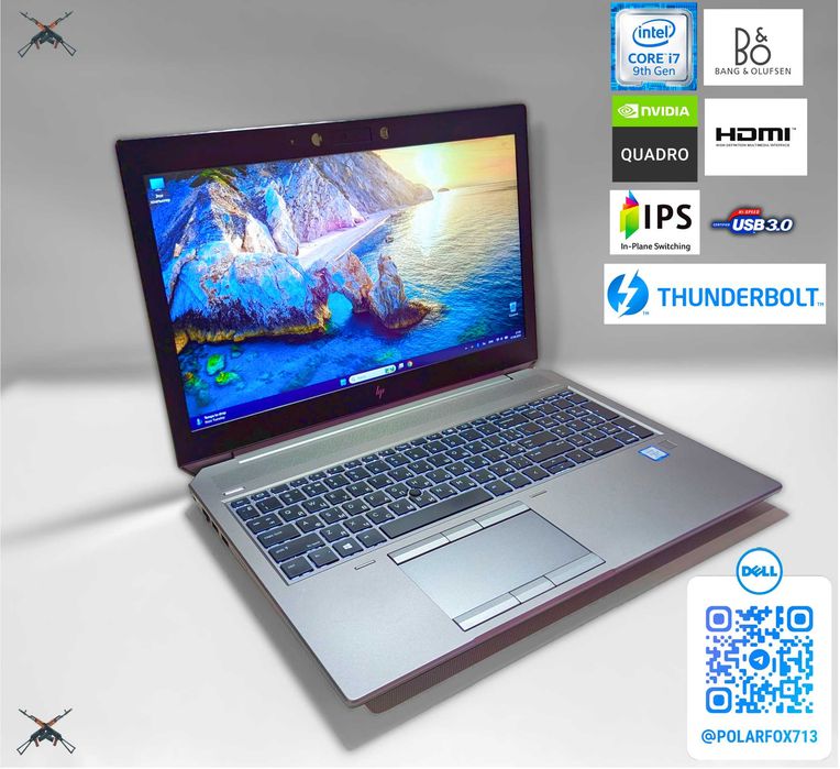 *️⃣Игровой HP ZBook 15 G6 i7/6xC/4.6GHz/FullHD_IPS/16GB_RAM/512GB_SSD/NVIDIA T1000 4GB/Thunderbolt/Webcam